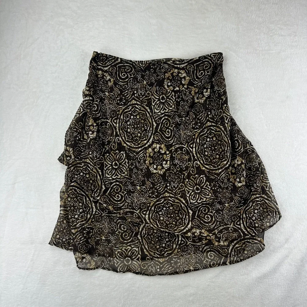 La Redoute Skirt Womens 8 Brown Medallion A-Line Knee‎ Length Boho Summer
